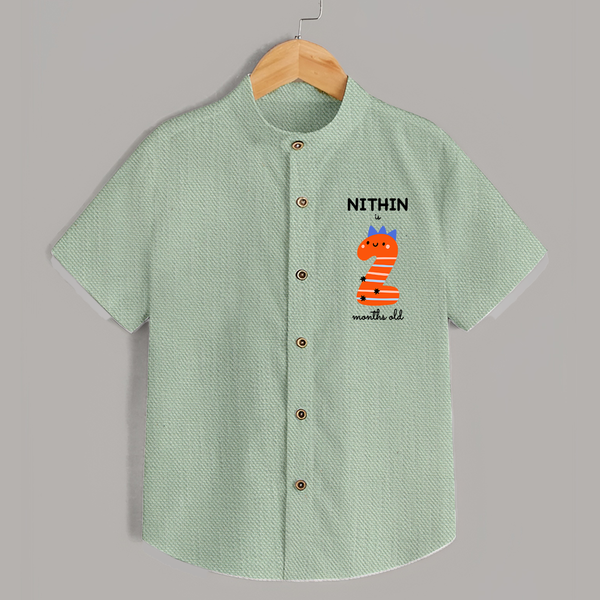 Milestone Shirt for 2nd Month | Soft Cotton Personalized Shirt | Unisex Design - MINT GREEN - 0 - 6 Months Old (Chest 23")