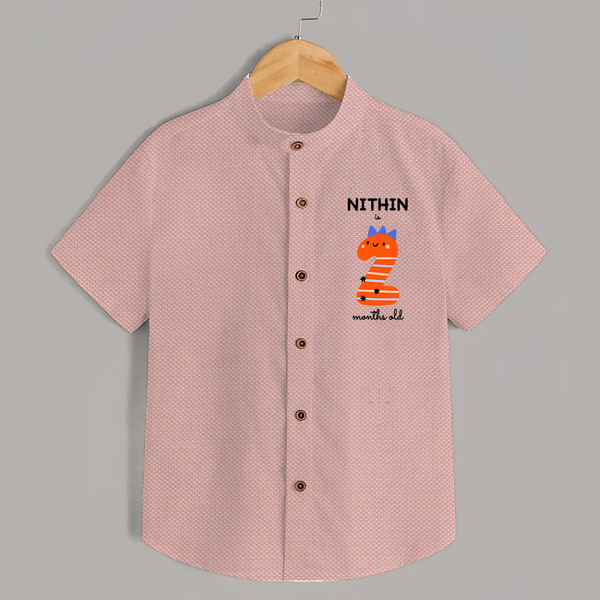Milestone Shirt for 2nd Month | Soft Cotton Personalized Shirt | Unisex Design - PEACH - 0 - 6 Months Old (Chest 23")