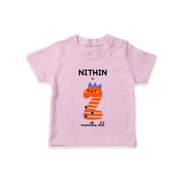 Milestone T-Shirt for 2nd Month | Soft Cotton Personalized T-Shirt | Unisex Design - BABY PINK - 0-5 Months Old (Chest 17")