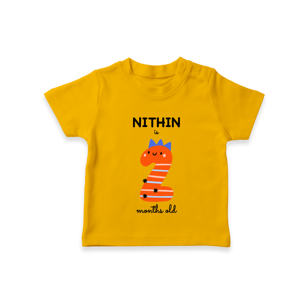 Milestone T-Shirt for 2nd Month | Soft Cotton Personalized T-Shirt | Unisex Design - CHROME YELLOW - 0-5 Months Old (Chest 17")