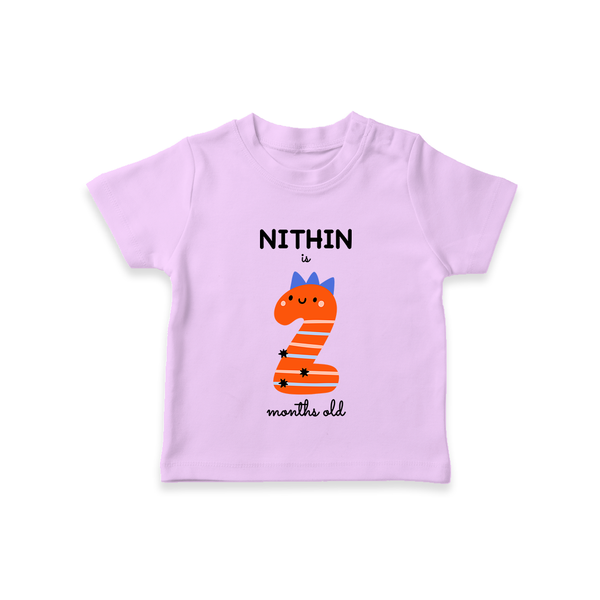 Milestone T-Shirt for 2nd Month | Soft Cotton Personalized T-Shirt | Unisex Design - LILAC - 0-5 Months Old (Chest 17")
