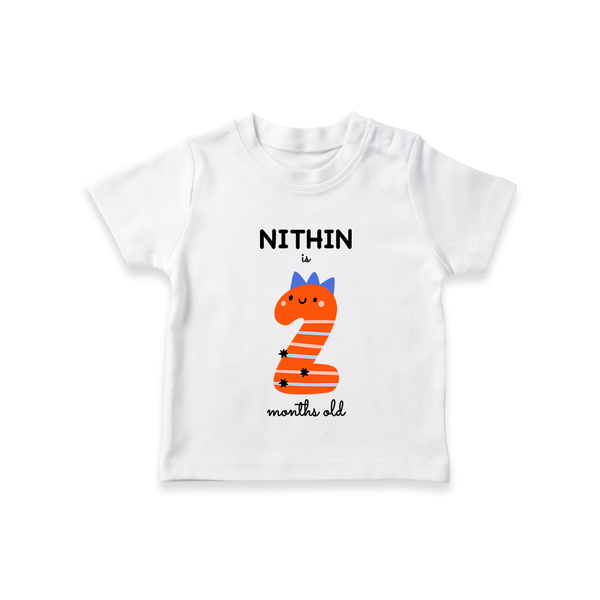 Milestone T-Shirt for 2nd Month | Soft Cotton Personalized T-Shirt | Unisex Design - WHITE - 0-5 Months Old (Chest 17")