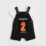 Milestone Dungaree Set for 2nd Month | Soft Cotton Personalized Dungaree Set | Unisex Design - BLACK - 0 - 5 Months Old (Chest 18")