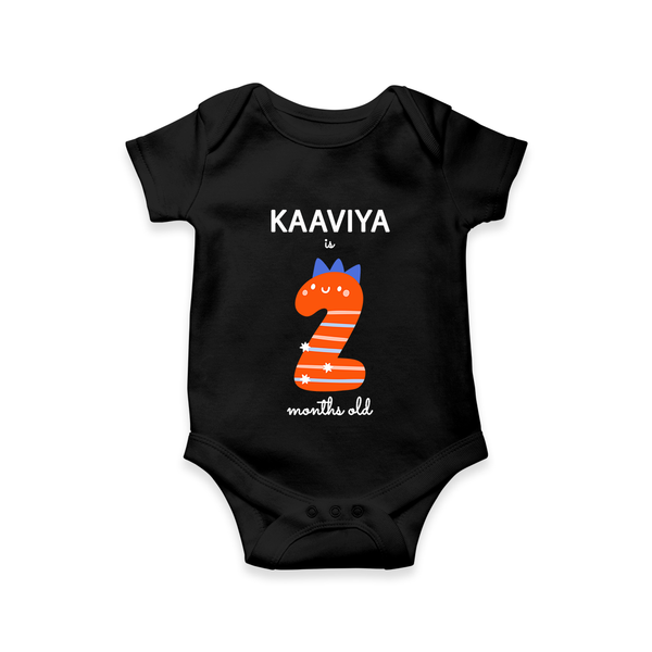 Milestone Romper for 2nd Month | Soft Cotton Personalized Romper/Onesie | Unisex Design - BLACK - New Born (Chest 14")