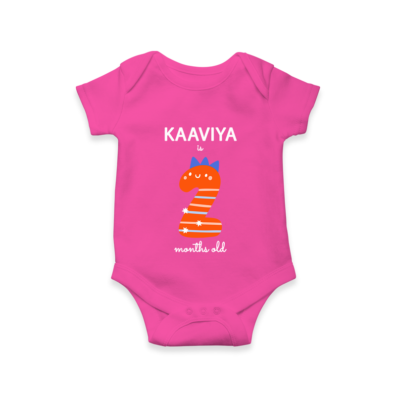 Milestone Romper for 2nd Month | Soft Cotton Personalized Romper/Onesie | Unisex Design - HOT PINK - New Born (Chest 14")