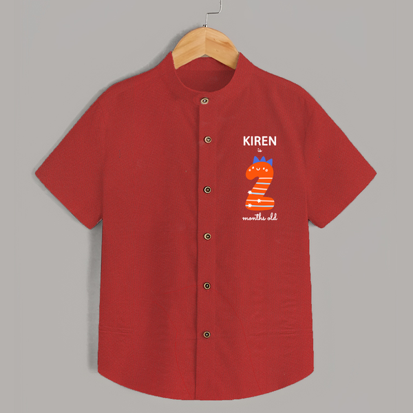 Milestone Shirt for 2nd Month | Soft Cotton Personalized Shirt | Unisex Design - RED - 0 - 6 Months Old (Chest 23")