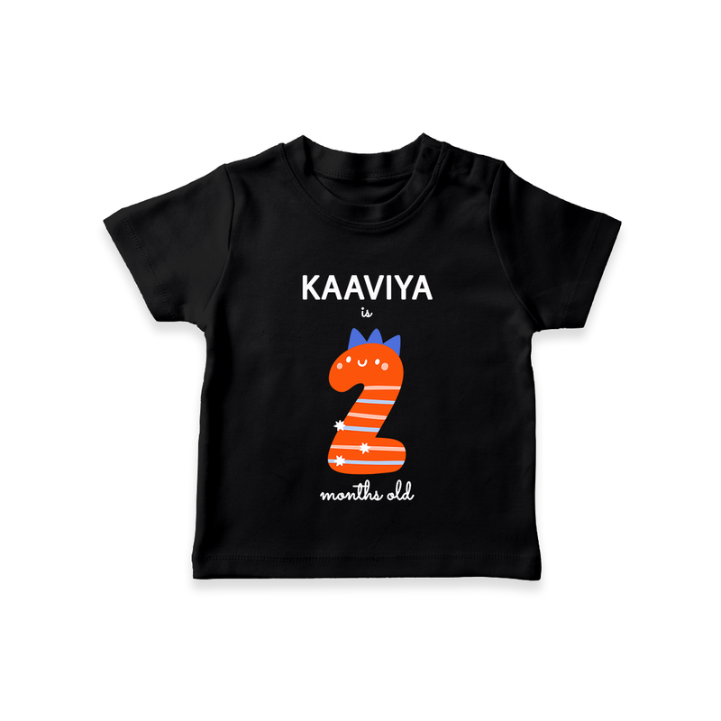 Milestone T-Shirt for 2nd Month | Soft Cotton Personalized T-Shirt | Unisex Design - BLACK - 0-5 Months Old (Chest 17")