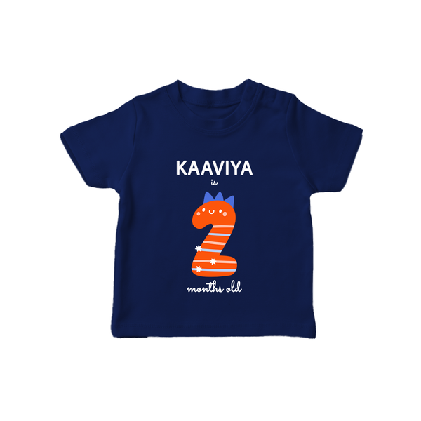 Milestone T-Shirt for 2nd Month | Soft Cotton Personalized T-Shirt | Unisex Design - NAVY BLUE - 0-5 Months Old (Chest 17")