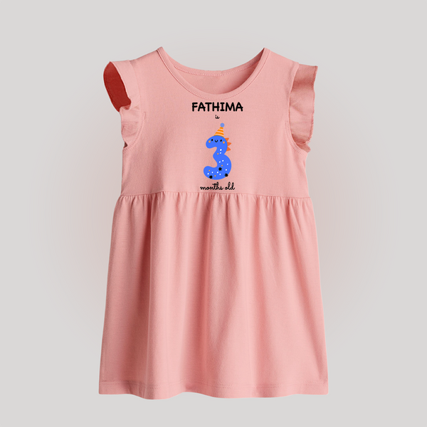 Milestone Baby Frock for 3rd Month | Soft Cotton Personalized Baby Frock | Unisex Design - BABY PINK - 0 - 3 Months Old (Chest 17")