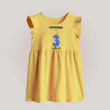 Milestone Baby Frock for 3rd Month | Soft Cotton Personalized Baby Frock | Unisex Design - PASTEL YELLOW - 0 - 3 Months Old (Chest 17")