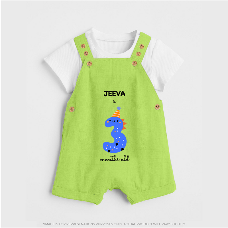 Celebrate Your Baby's 3-Month Journey With Our Beautifully Customized Baby Dungaree Set, Perfect For Capturing Magical Memories - GREEN - 0 - 5 Months Old (Chest 18")