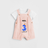 Celebrate The Third Month Birthday Custom Dungaree, Featuring with your Baby's name - PEACH - 0 - 5 Months Old (Chest 17")