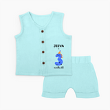 Milestone Jabla Set for 3rd Month | Soft Cotton Personalized Jabla Set | Unisex Design - BABY BLUE - 0 - 3 Months Old (Chest 9.8")
