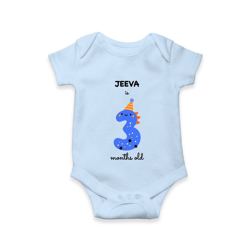 Celebrate Your Baby's 3-Month Journey With Our Beautifully Customized Baby Romper, Perfect For Capturing Magical Memories - BABY BLUE - 0 - 3 Months Old (Chest 16")