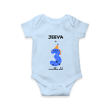Milestone Romper for 3rd Month | Soft Cotton Personalized Romper/Onesie | Unisex Design - BABY BLUE - New Born (Chest 14")
