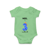 Celebrate The Third Month Birthday Custom Romper, Featuring with your Baby's name - GREEN - 0 - 3 Months Old (Chest 16")