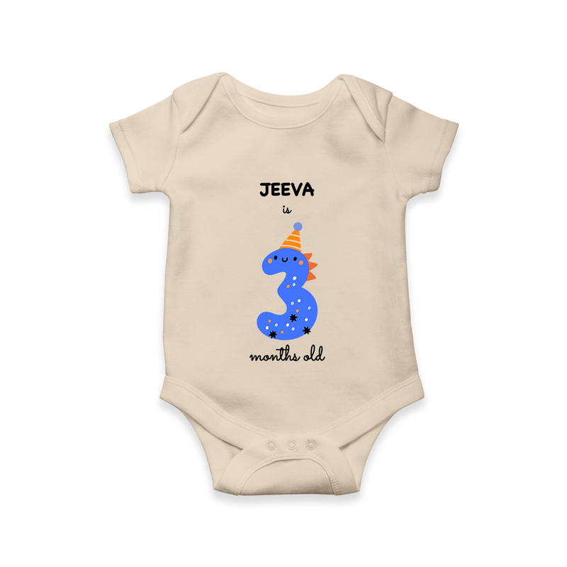 Celebrate Your Baby's 3-Month Journey With Our Beautifully Customized Baby Romper, Perfect For Capturing Magical Memories - IVORY - 0 - 3 Months Old (Chest 16")