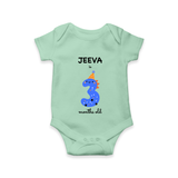 Milestone Romper for 3rd Month | Soft Cotton Personalized Romper/Onesie | Unisex Design - MINT GREEN - New Born (Chest 14")