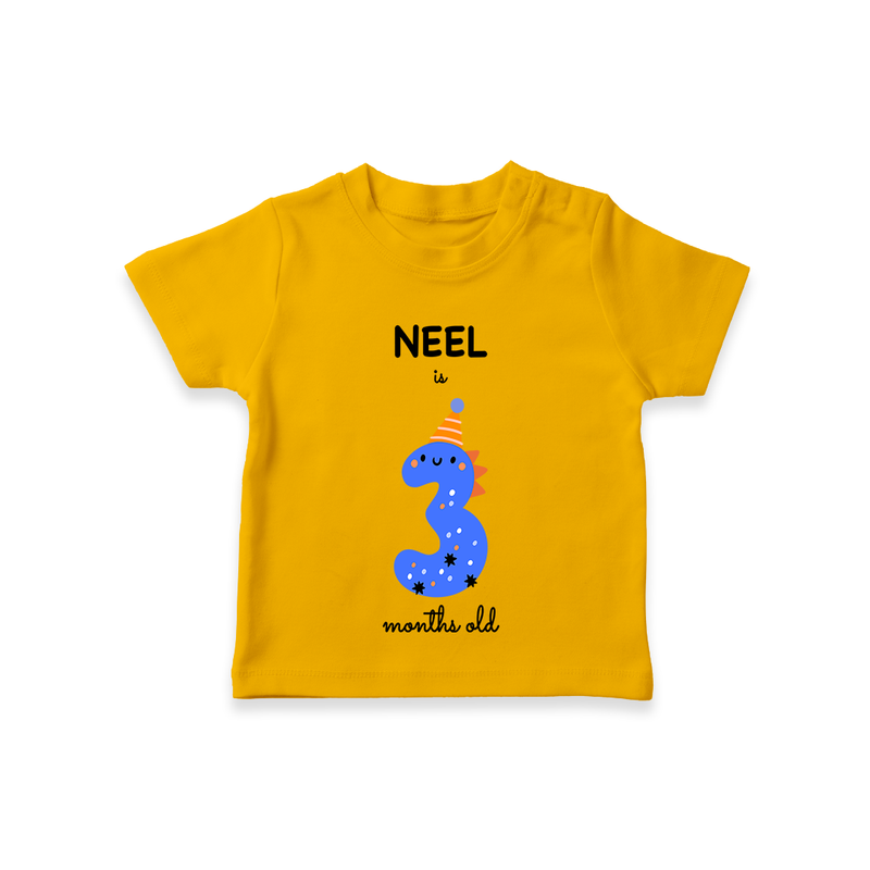 Celebrate The Third Month Birthday Custom T-Shirt, Featuring with your Baby's name - CHROME YELLOW - 0 - 5 Months Old (Chest 17")