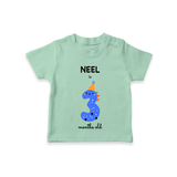 Celebrate The Third Month Birthday Custom T-Shirt, Featuring with your Baby's name - MINT GREEN - 0 - 5 Months Old (Chest 17")