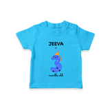 Milestone T-Shirt for 3rd Month | Soft Cotton Personalized T-Shirt | Unisex Design - SKY BLUE - 0-5 Months Old (Chest 17")