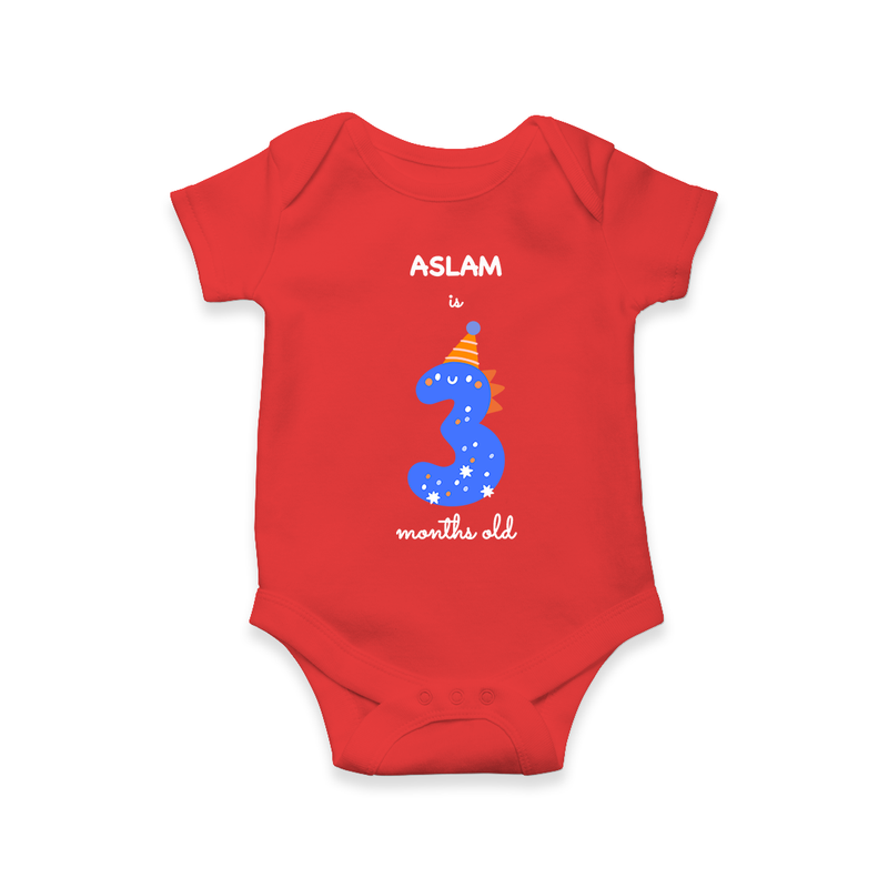 Celebrate The Third Month Birthday Custom Romper, Featuring with your Baby's name