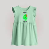 Milestone Baby Frock for 4th Month | Soft Cotton Personalized Baby Frock | Unisex Design - MINT GREEN - 0 - 3 Months Old (Chest 17")