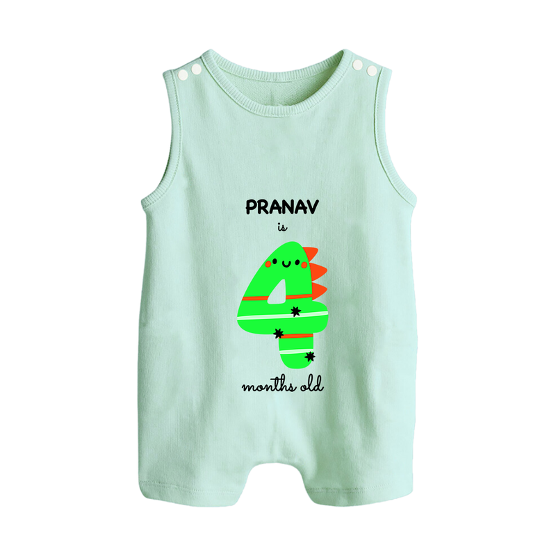 Celebrate Your Baby's 4-Month Journey With Our Beautifully Customized Baby Romper Suit, Perfect For Capturing Magical Memories - MINT GREEN - 0 - 5 Months Old (Chest 18")