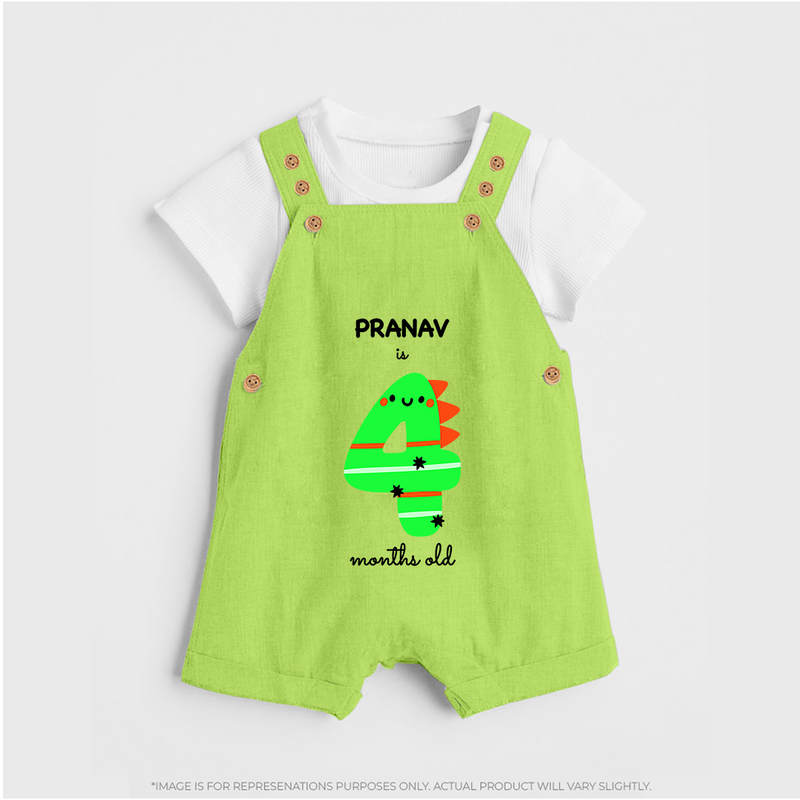 Celebrate Your Baby's 4-Month Journey With Our Beautifully Customized Baby Dungaree Set, Perfect For Capturing Magical Memories - GREEN - 0 - 5 Months Old (Chest 18")