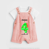 Celebrate Your Baby's 4-Month Journey With Our Beautifully Customized Baby Dungaree Set, Perfect For Capturing Magical Memories - PEACH - 0 - 5 Months Old (Chest 18")