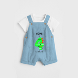 Celebrate The Fourth Month Birthday Custom Dungaree, Featuring with your Baby's name - SKY BLUE - 0 - 5 Months Old (Chest 17")