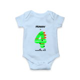 Celebrate Your Baby's 4-Month Journey With Our Beautifully Customized Baby Romper, Perfect For Capturing Magical Memories - BABY BLUE - 0 - 3 Months Old (Chest 16")