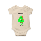 Celebrate Your Baby's 4-Month Journey With Our Beautifully Customized Baby Romper, Perfect For Capturing Magical Memories - IVORY - 0 - 3 Months Old (Chest 16")