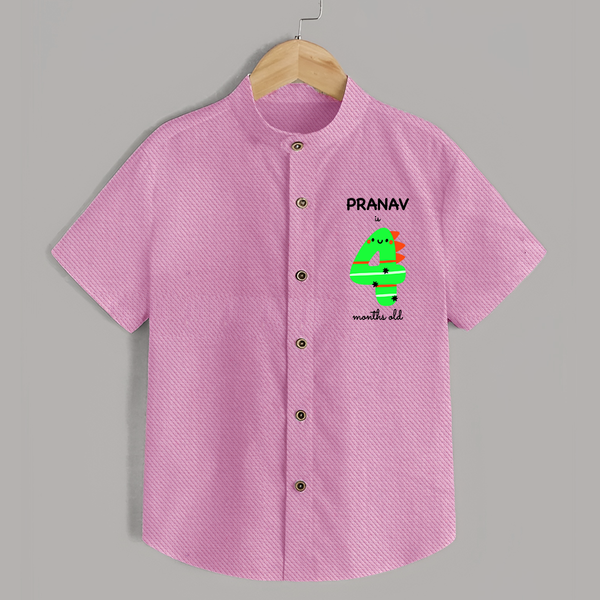 Milestone Shirt for 4th Month | Soft Cotton Personalized Shirt | Unisex Design - BABY PINK - 0 - 6 Months Old (Chest 23")