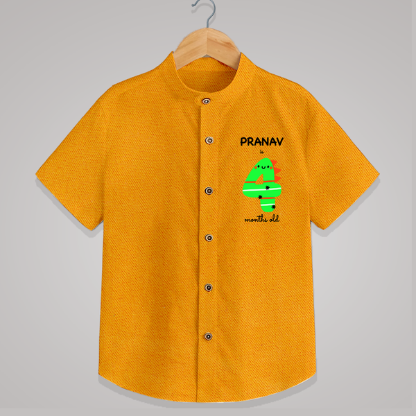 Milestone Shirt for 4th Month | Soft Cotton Personalized Shirt | Unisex Design - CHROME YELLOW - 0 - 6 Months Old (Chest 23")