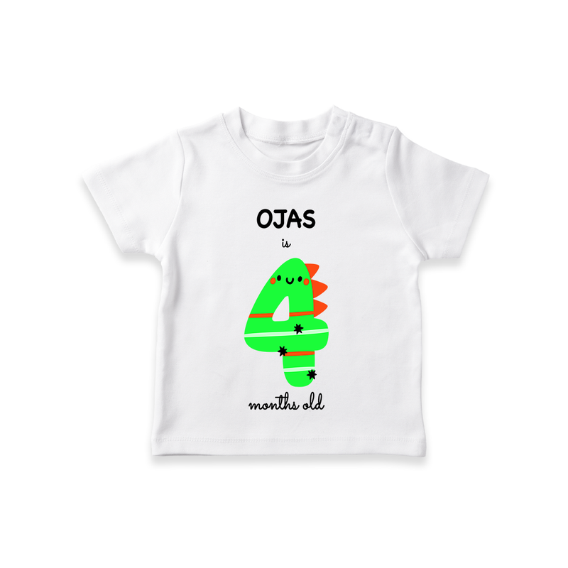 Celebrate The Fourth Month Birthday Custom T-Shirt, Featuring with your Baby's name - WHITE - 0 - 5 Months Old (Chest 17")