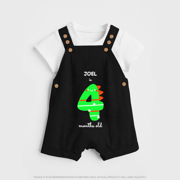 Celebrate Your Baby's 4-Month Journey With Our Beautifully Customized Baby Dungaree Set, Perfect For Capturing Magical Memories - BLACK - 0 - 5 Months Old (Chest 18")