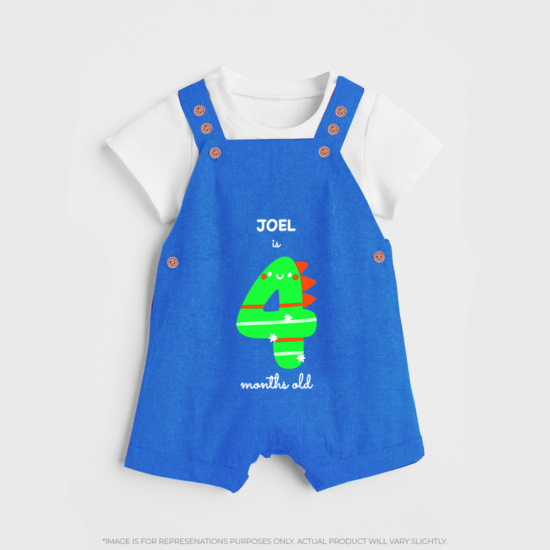 Celebrate Your Baby's 4-Month Journey With Our Beautifully Customized Baby Dungaree Set, Perfect For Capturing Magical Memories - COBALT BLUE - 0 - 5 Months Old (Chest 18")