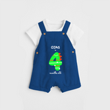 Celebrate The Fourth Month Birthday Custom Dungaree, Featuring with your Baby's name - COBALT BLUE - 0 - 5 Months Old (Chest 17")