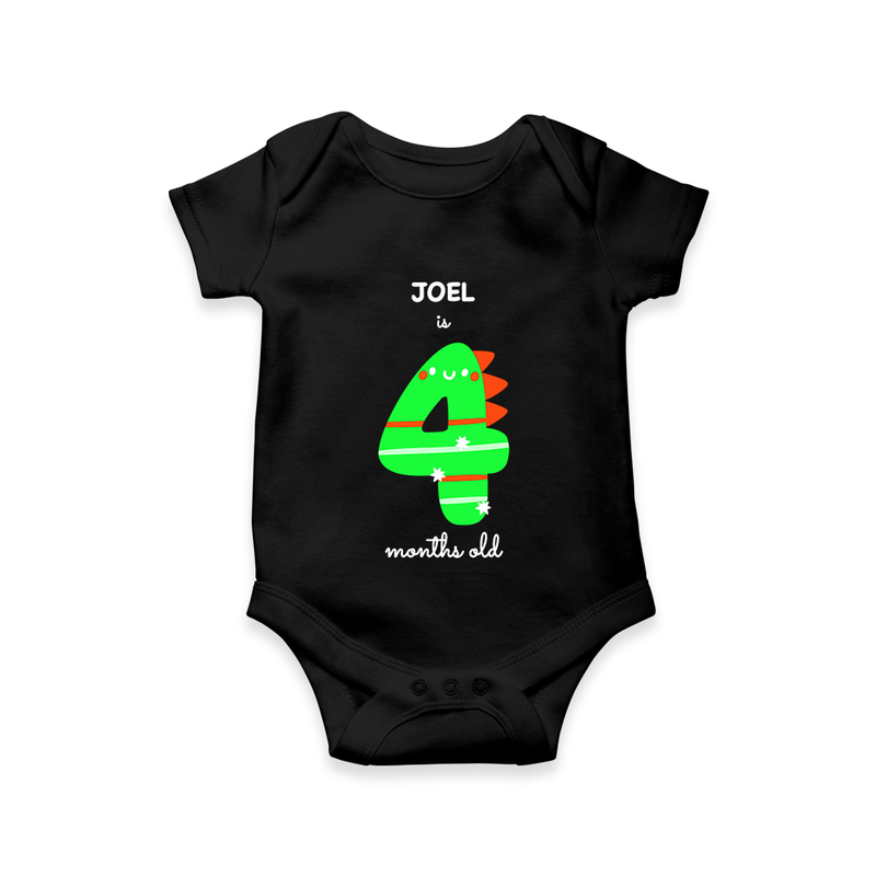 Celebrate Your Baby's 4-Month Journey With Our Beautifully Customized Baby Romper, Perfect For Capturing Magical Memories - BLACK - 0 - 3 Months Old (Chest 16")