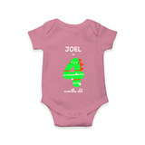 Milestone Romper for 4th Month | Soft Cotton Personalized Romper/Onesie | Unisex Design - ONION - New Born (Chest 14")