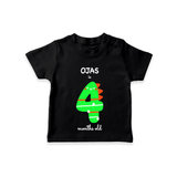 Celebrate The Fourth Month Birthday Custom T-Shirt, Featuring with your Baby's name - BLACK - 0 - 5 Months Old (Chest 17")