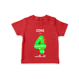 Celebrate The Fourth Month Birthday Custom T-Shirt, Featuring with your Baby's name - RED - 0 - 5 Months Old (Chest 17")