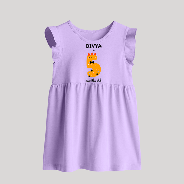 Milestone Baby Frock for 5th Month | Soft Cotton Personalized Baby Frock | Unisex Design - LILAC - 0 - 3 Months Old (Chest 17")