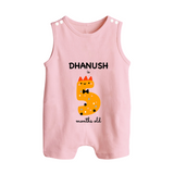 Milestone Romper Suit/ Sleeveless Romper for 5th Month | Soft Cotton Personalized Romper Suit/ Sleeveless Romper | Unisex Design - BABY PINK - 0 - 5 Months Old (Chest 18")