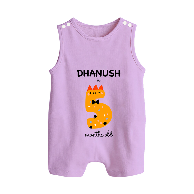 Milestone Romper Suit/ Sleeveless Romper for 5th Month | Soft Cotton Personalized Romper Suit/ Sleeveless Romper | Unisex Design - LILAC - 0 - 5 Months Old (Chest 18")