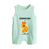Milestone Romper Suit/ Sleeveless Romper for 5th Month | Soft Cotton Personalized Romper Suit/ Sleeveless Romper | Unisex Design - MINT GREEN - 0 - 5 Months Old (Chest 18")