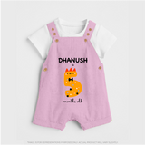 Milestone Dungaree Set for 5th Month | Soft Cotton Personalized Dungaree Set | Unisex Design - BABY PINK - 0 - 5 Months Old (Chest 18")