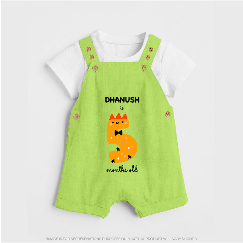 Celebrate Your Baby's 5-Month Journey With Our Beautifully Customized Baby Dungaree Set, Perfect For Capturing Magical Memories - GREEN - 0 - 5 Months Old (Chest 18")