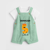 Milestone Dungaree Set for 5th Month | Soft Cotton Personalized Dungaree Set | Unisex Design - MINT GREEN - 0 - 5 Months Old (Chest 18")